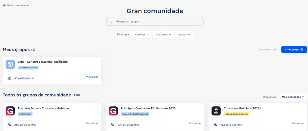 Gran Comunidade: página inicial