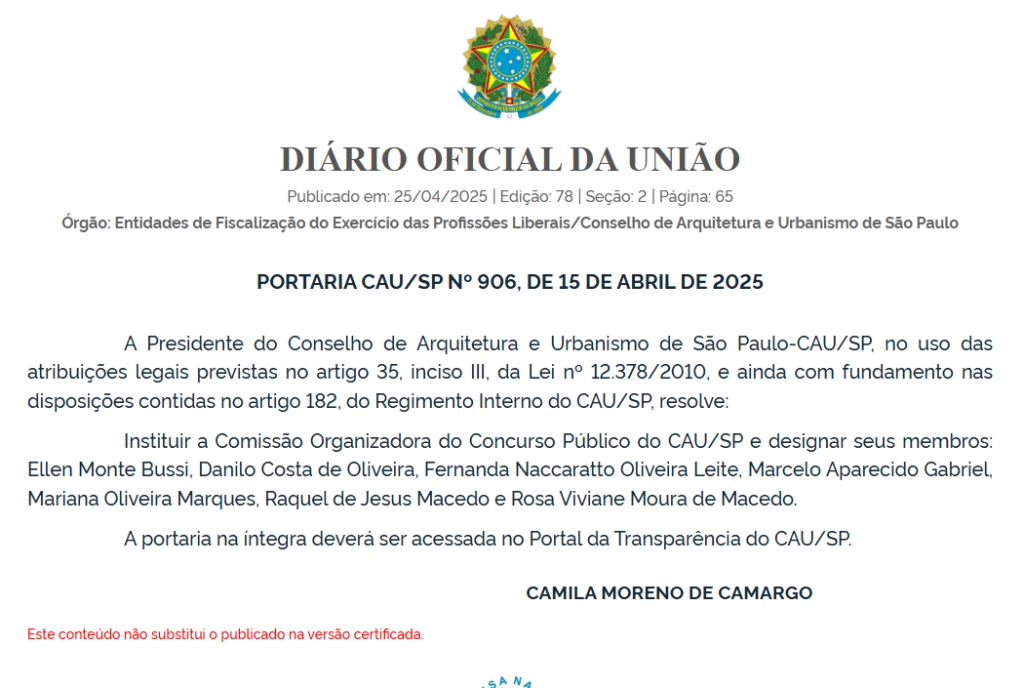 Concurso CAU SP: comissão formada para novo edital!