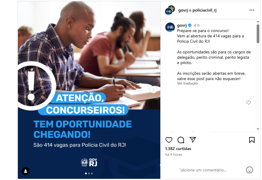 Novo edital do concurso PC RJ será publicado em breve, segundo informações do governo do estado 