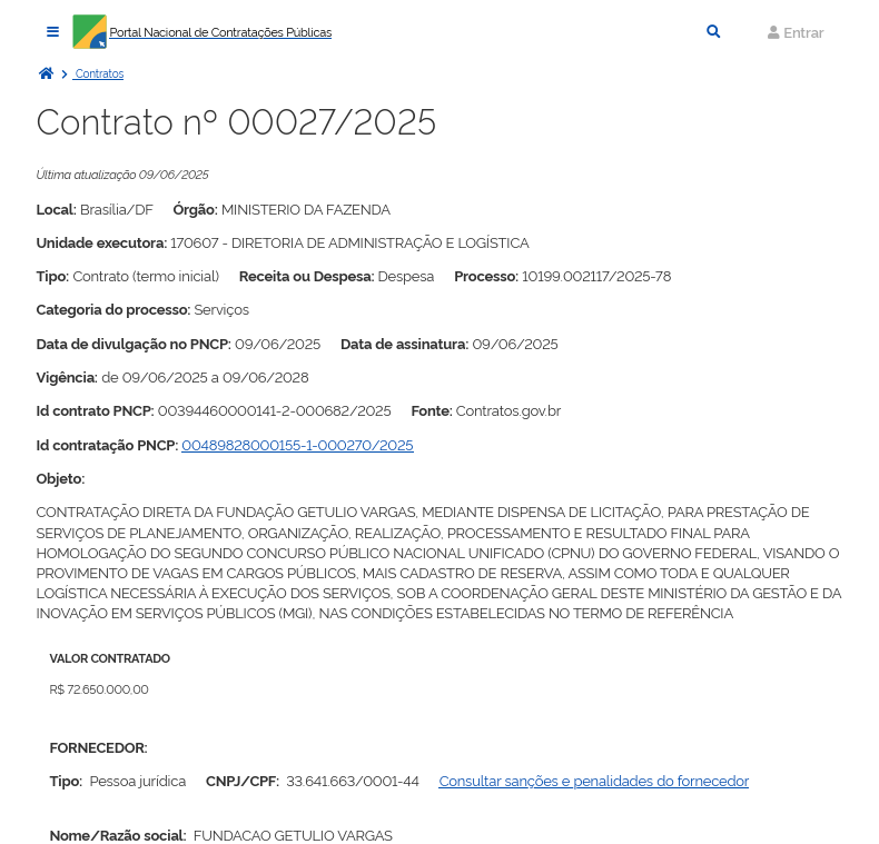 Concurso CNU 2025: contrato assinado com a FGV