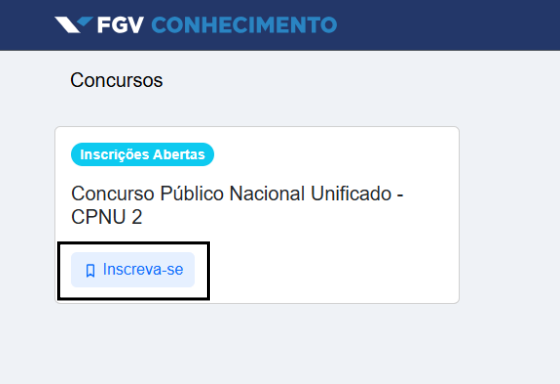 Reprodução da página de inscrição no CNU 2025 da FGV com foco no botão "Inscreva-se".