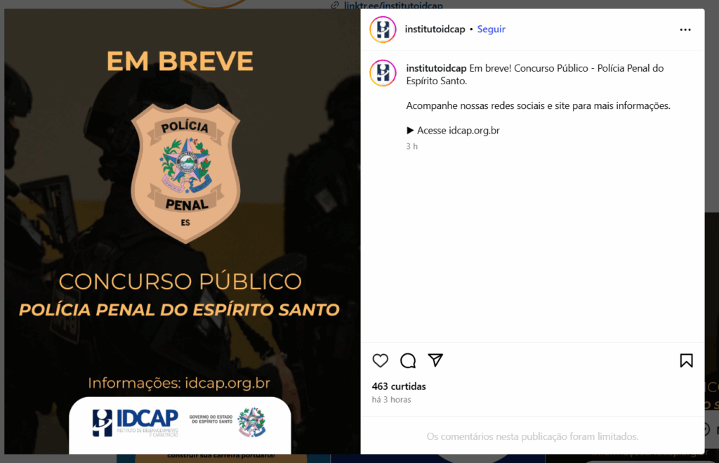 Concurso Polícia Penal ES: Edital em breve
