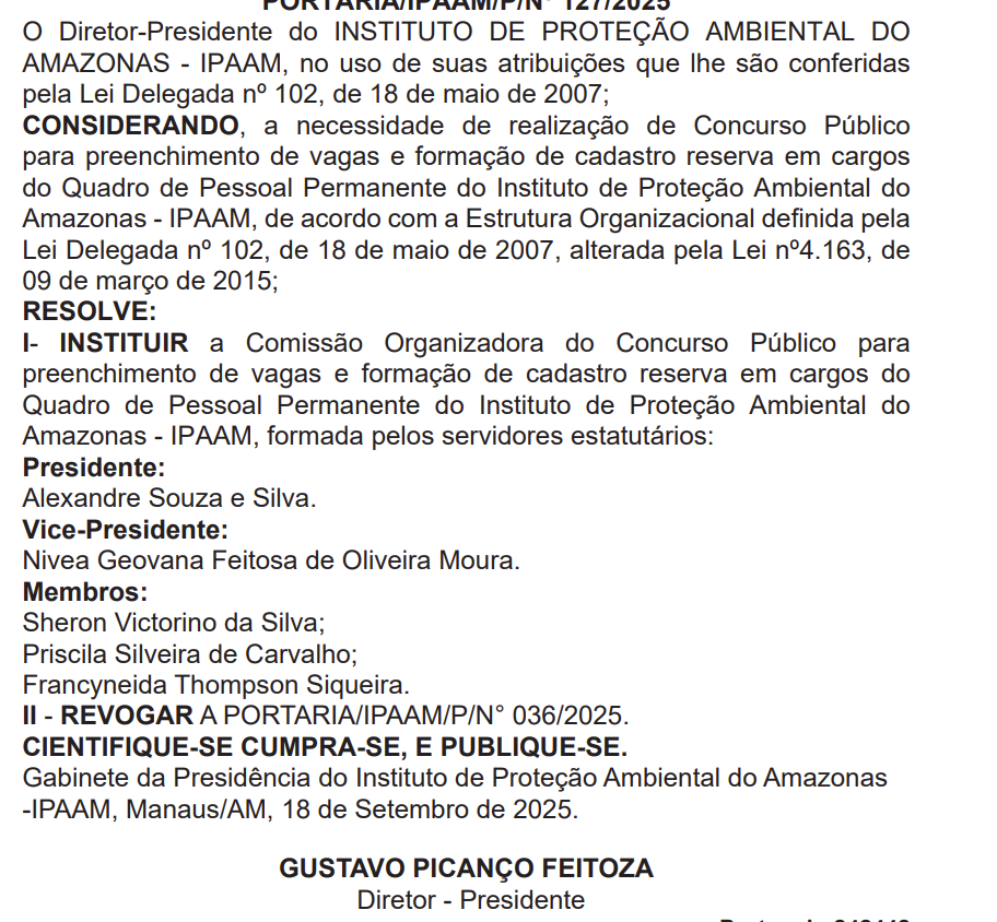 IPAAM revoga antiga comissão e forma nova para novo concurso!
