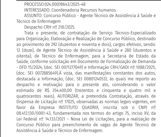 Concurso SES SP: Banca definida