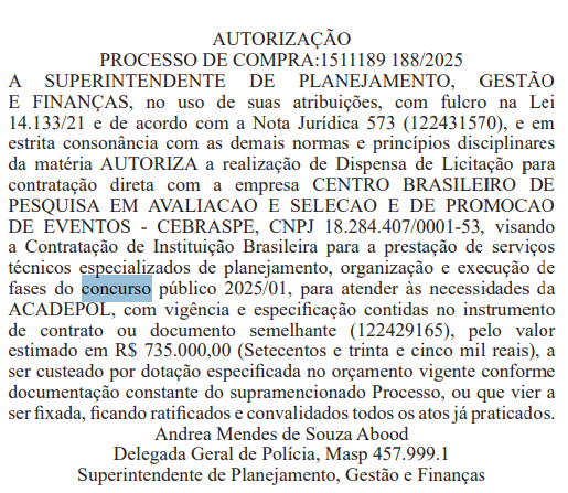 Concurso PCMG Administrativo: banca contratada