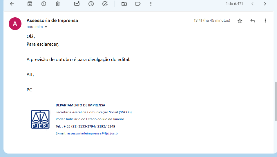 Concurso TJ RJ: comunicação com a Assessoria