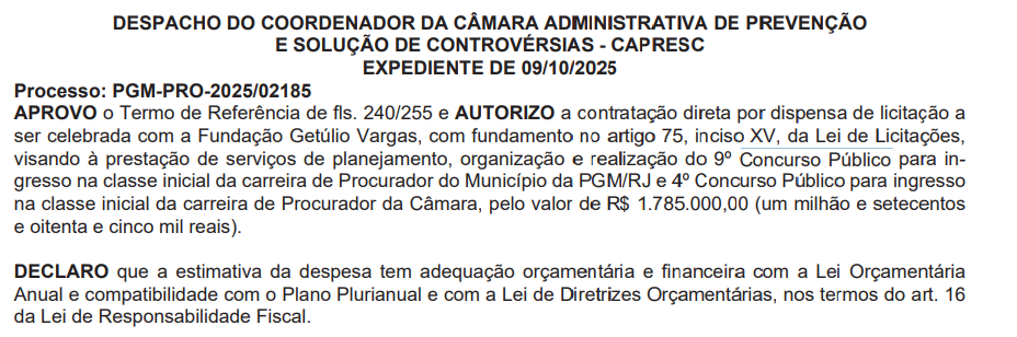 Concurso Câmara RJ: banca definida