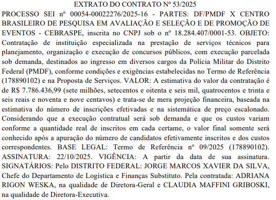 Contrato com o Cebraspe para organização dos próximos editais