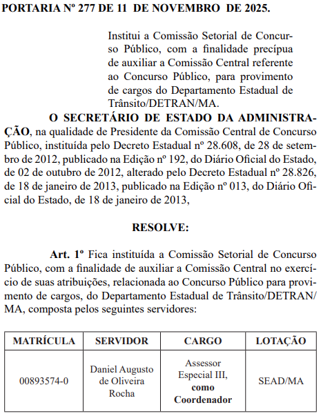 Concurso Perícia Oficial MA: comissão formada