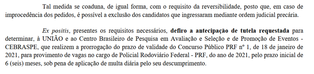 Decisão judicial determina prorrogação do concurso PRF por mais 6 meses