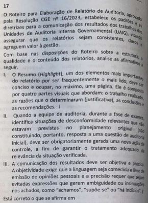 Recursos para questão 17 do Módulo II 