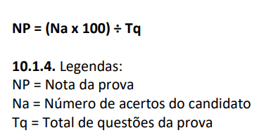 Pontuação nota da prova objetiva