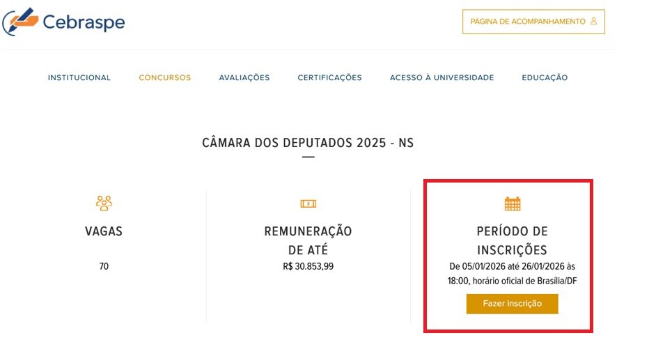 Passo a passo para se inscrever no concurso Câmara dos Deputados