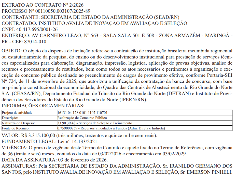 Banca do concurso Detran RN 2026