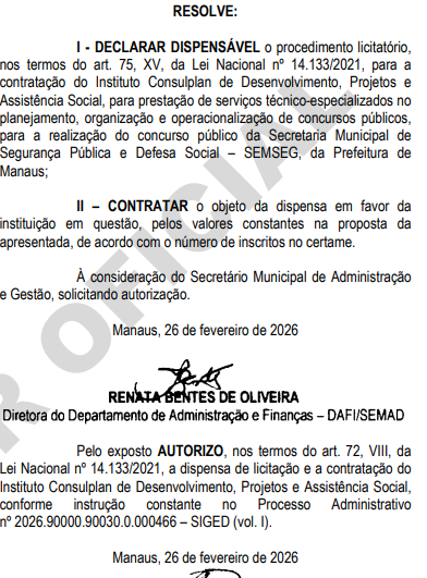 Concurso Guarda Manaus AM: banca definida