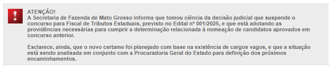 Concurso Sefaz MT: nota oficial da FCC