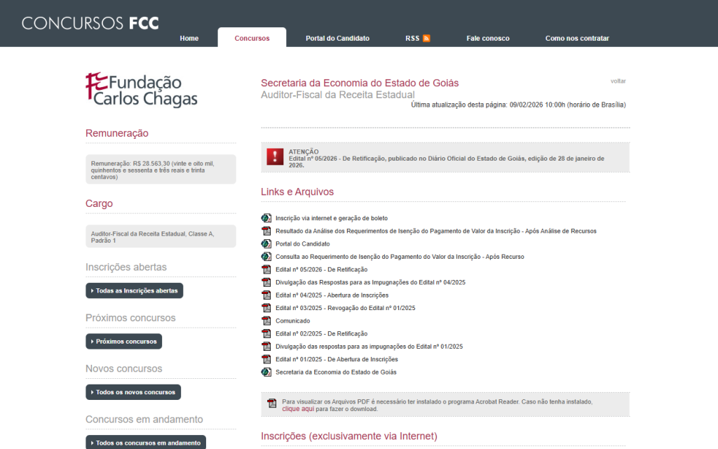 Inscrições da Sefaz GO terminam hoje (12)
